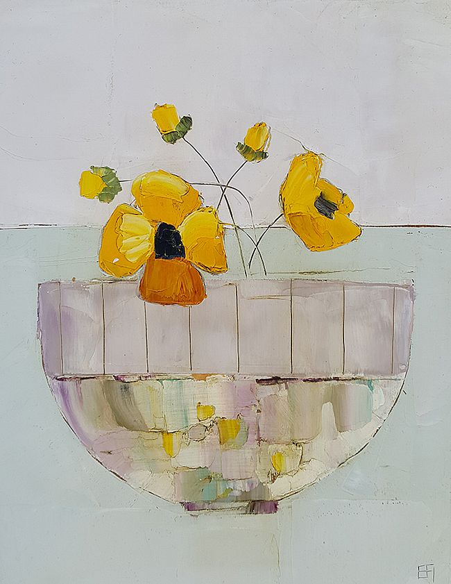 Eithne  Roberts - Yellow pansy bowl